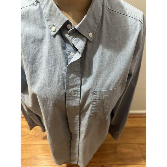 George Mens Dress Shirt Button Down Size L(42-44) Blue Long Sleeve Classic Fit - Picture 3 of 11